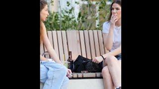 two best friends girls smoking  cigarettes in park! ASMR voice!