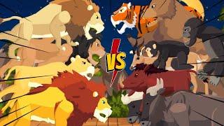 Big Cats Lion vs Tiger, Brown Bear, Gorilla, Warthog, Wildebeest, Old Lion, Buffalo - DC2 Animation