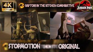 Jurassic Park | Raptors in the Kitchen Comparative Stop-Motion Scene | 4k |