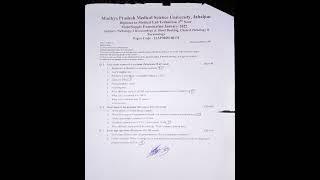 MP. Medical Science University Jabalpur DMLT 2 st year subject( pathology 1/pathology 2) paper 2022