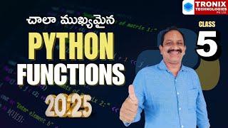 Python Functions 2025 | Python Telugu Tutorials | Python For Beginners