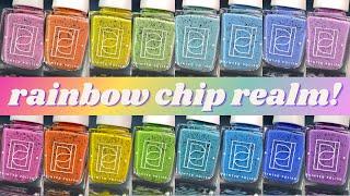 So Much Rainbow Goodness!  Painted Polish’s Rainbow Chip Realm Part 1 & 2 Swatches + Comparisons!