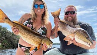 MONSTER Redfish Madness! Epic Hookup on the River! Catch, Clean, Cook | Fish Tacos