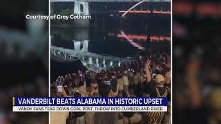 Vanderbilt goal post torn down, thrown in Cumberland River following victory over Alabama