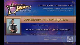 Accordion Star International 2024 Aleksa Vuksanović (Montenegro) Cat 4 (14 and Under)
