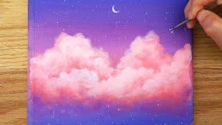 Dreamy pink clouds ️ | Step by step Acrylic Painting #149