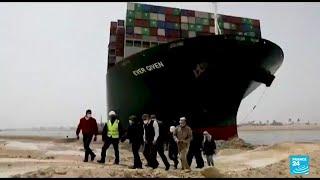 Container ship begins exit from Suez Canal 106 days after getting stuck • FRANCE 24 English