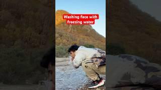 Washing face with freezing water #travelinginchina #travel #pardesimunda #vlog