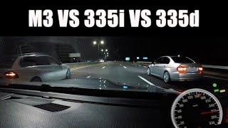 DRAG RACE BMW M3 vs 335i vs 335d