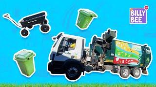 Billy Explores What’s in Bins and the Garbage Truck Cab!