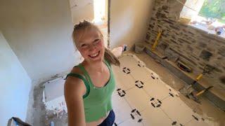 The Floor Tiles Are In! Having fun learning a new skill