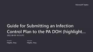 Guide for Submitting an Infection Control Plan to the PA DOH highlighting new process and resources