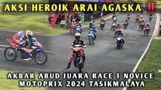 AKSI HEROIK ARAI AGASKA ‼️AKBAR ABUD JUARA RACE 1 NOVICE, MOTOPRIX 2024 TASIKMALAYA