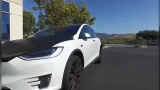 Tesla Model X, 3M Stain White Ghost /carbon fiber hood ,and Chrome Delete