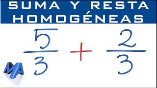 Suma y resta de fracciones homogéneas | denominadores IGUALES