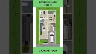 DESAIN RUMAH MINIMALIS 6X12 DENGAN 2 KAMAR TIDUR #desainrumah #desainrumahminimalis #viral