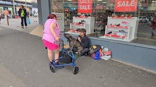 BLACKPOOL TOWN CENTRE , HOLIDAY MAKERS & HOMELESS INTERVIEW MEET JOHN