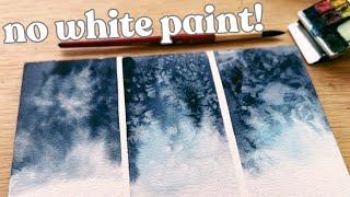 3 snowy watercolor techniques using NO white paint