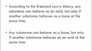 Bronsted Lowry Theory of Acids and Bases