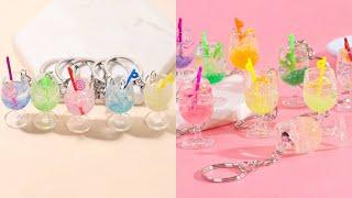 DIY Cute Wine Glass Keychain/ miniature craft / cute juice glass / paper craft / easy craft ideas