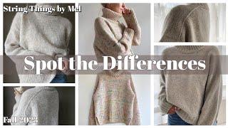 Comparing similar patterns: high neck, drop shoulder sweater