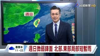 【0115台視晚間氣象】明水氣減少 基隆.東部雲多零星飄雨