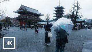 Walking in the Rain in Asakusa, Tokyo, Japan, 4k