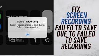 Screen Recording Failed To Save Due To Failed To Save Recording On iPhone Fixed Here !! iOS 14