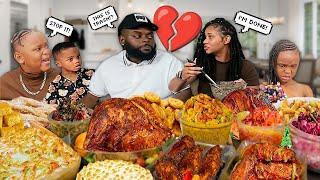 THANKSGIVING LIVE MUKBANG (JERK TURKEY WINGS, HONEY BUTTER CORNBREAD, MAC N CHEESE) QUEEN BEAST