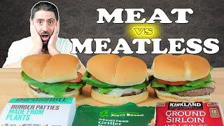 IMPOSSIBLE Meat Burger vs TARGET Meatless Brand vs REAL Beef Burger Taste Test