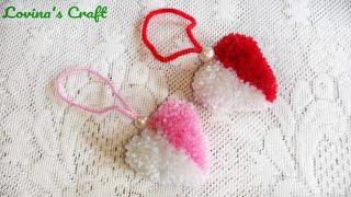 Pom Pom Heart Making With Finger - Amazing Craft Ideas With Wool - How To Make Yarn Heart