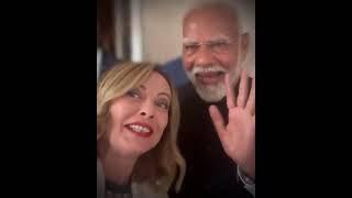 GIORGIA MELONI - "Hello from #MELODI TEAM". The video is viral  #modi #meloni #g7summit #italy