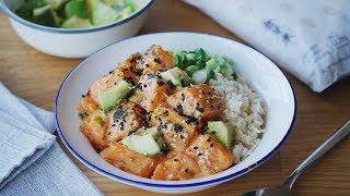 Spicy Mayo Salmon Poke - 辣梅奥三文鱼盖饭