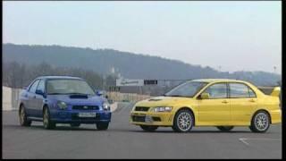 Mitsubishi Evo gegen Subaru WRX Sti Duell der Rallye-Ableger