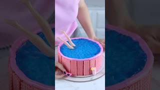 Making A Barbie Pool out of a Grocery Store Cake  #cakedecorating