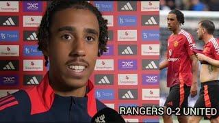 Leny Yoro interview after Rangers masterclass | Manchester United vs Rangers (2-0) #MUFC