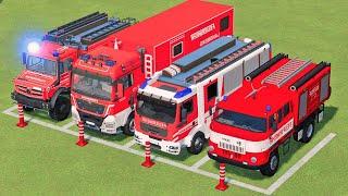 TRANSPORTING ALL COLOR FIRE TRUCK, MAN, SCANIA, VOLVO, TO FIRE DEPARTMENT GARAGE   FS22