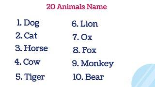 20 Animals name in English | Animals name | Learn Animals Name #animals #animal #evs