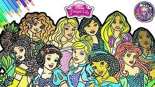 ALL DISNEY PRINCESSES COLORING BOOK PAGES ARIEL, CINDERELLA,TANGLED, AURORA, JASMINE,LA BELLE ETC...