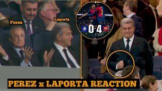 Joan Laporta's Reaction Next To Fiorentino Perez After 4-0 Win Over Real Madrid