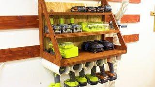 Building a Cordless Drill Charging Station and Storage Rack on a French Cleat Wall