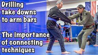 Drilling take downs to arm bars with George