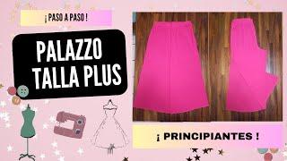 PASO A PASO, Cómo hacer pantalón Palazzo con resorte en la cintura,  XL o plus para DAMA!!!