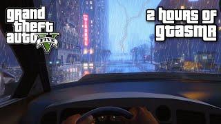 TWO HOURS of GTA ASMR  Close Up Ear to Ear Whispers  Rain Car Sounds  City Ambience