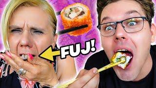 FORCING MY MOM TO EAT SUSHI!