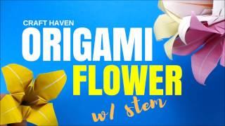 Origami Flower Easy Tutorial - Lily Origami Flower W/ Stem - DIY Paper Flower - Craft Haven