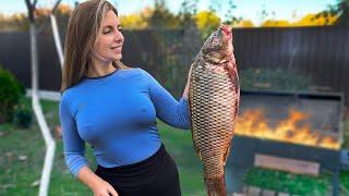 Cooking Big Grilled Fish and Soup on Fire | Relax Village Cooking