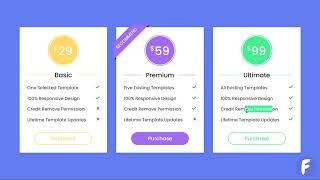 Responsive Pricing Tables using only HTML & CSS |  Price Cards in HTML & CSS