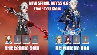 C0 Arlecchino Solo & C1 Neuvillette Duo | Spiral Abyss 4.6 Floor 12 9 Stars | Genshin Impact