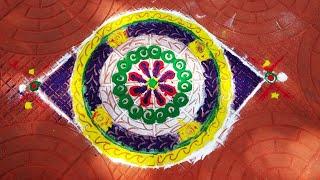 Vlog  Fantastic Rangoli designs on tiles floor...made by my daughters.#rangoli